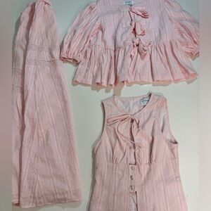 3 piece set - 2 matching Pink Tops with matching Skirt Set